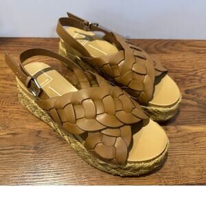 Dolce Vita Winder Woven Platform Slingback Sandals Tan Size 9M NWOB Chic